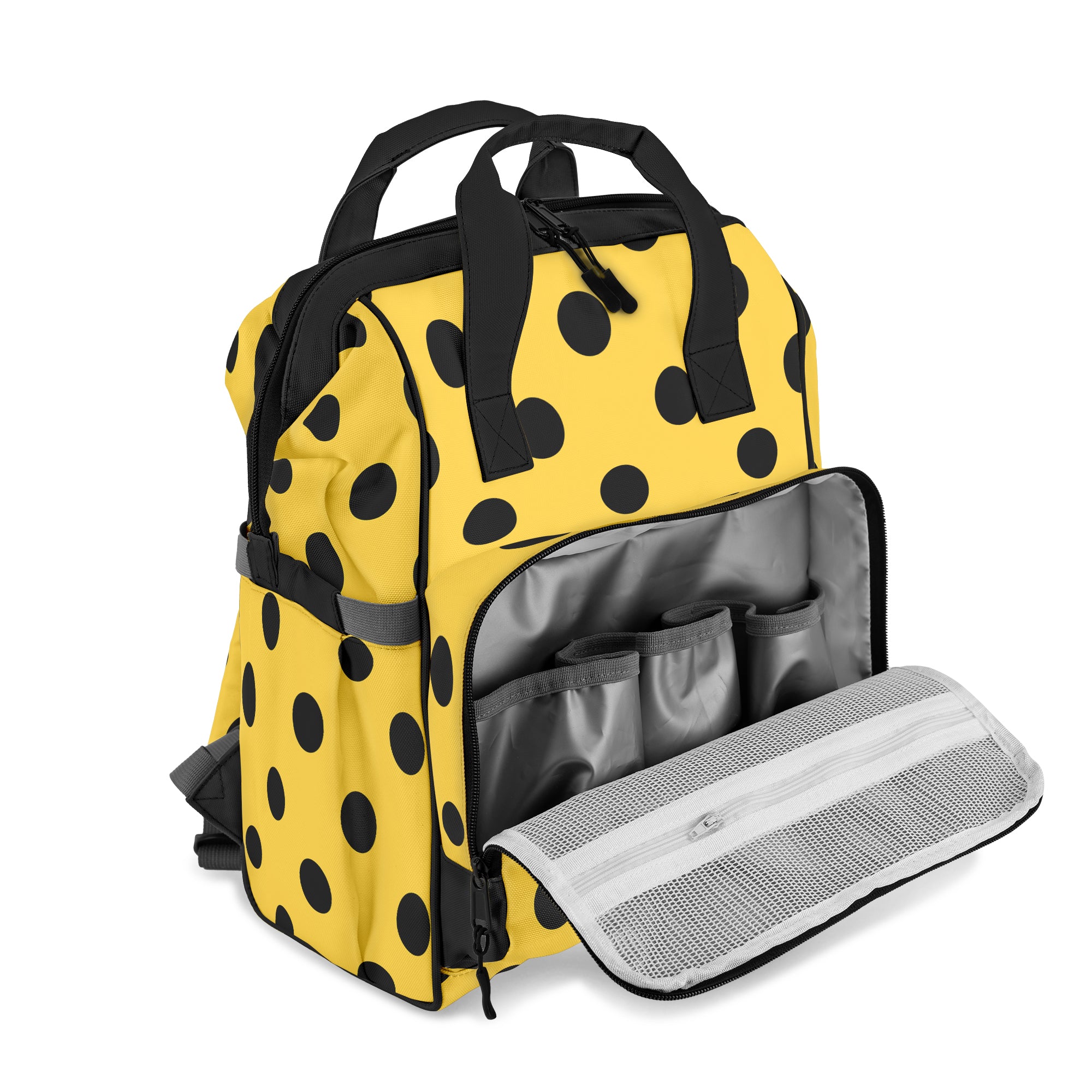 Yellow And Black Polka Dot Backpack