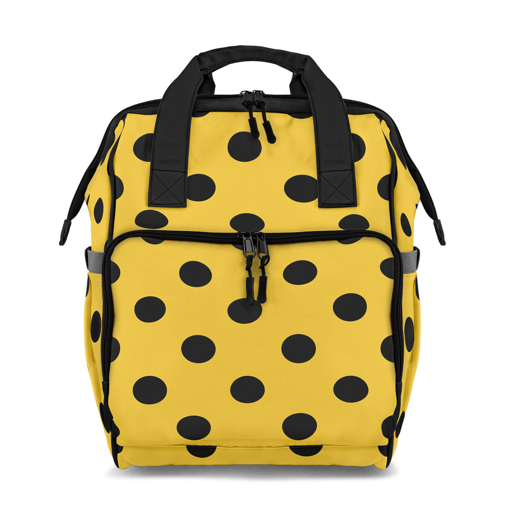 Yellow And Black Polka Dot Backpack