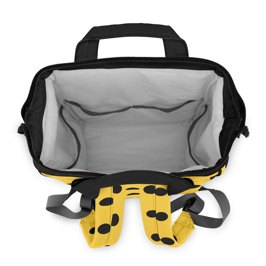 Yellow And Black Polka Dot Backpack