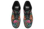 Dark green boots with an Australian floral design