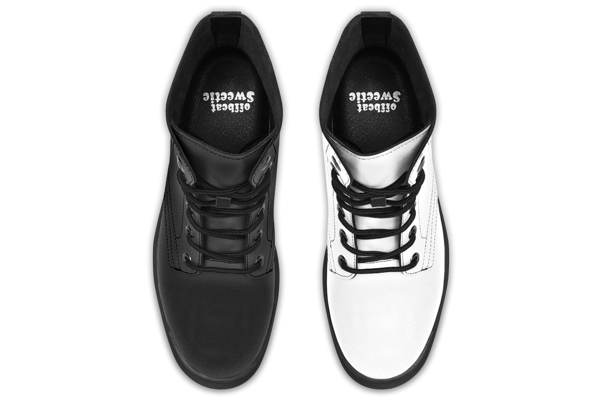 Black and White Mismatch Boots
