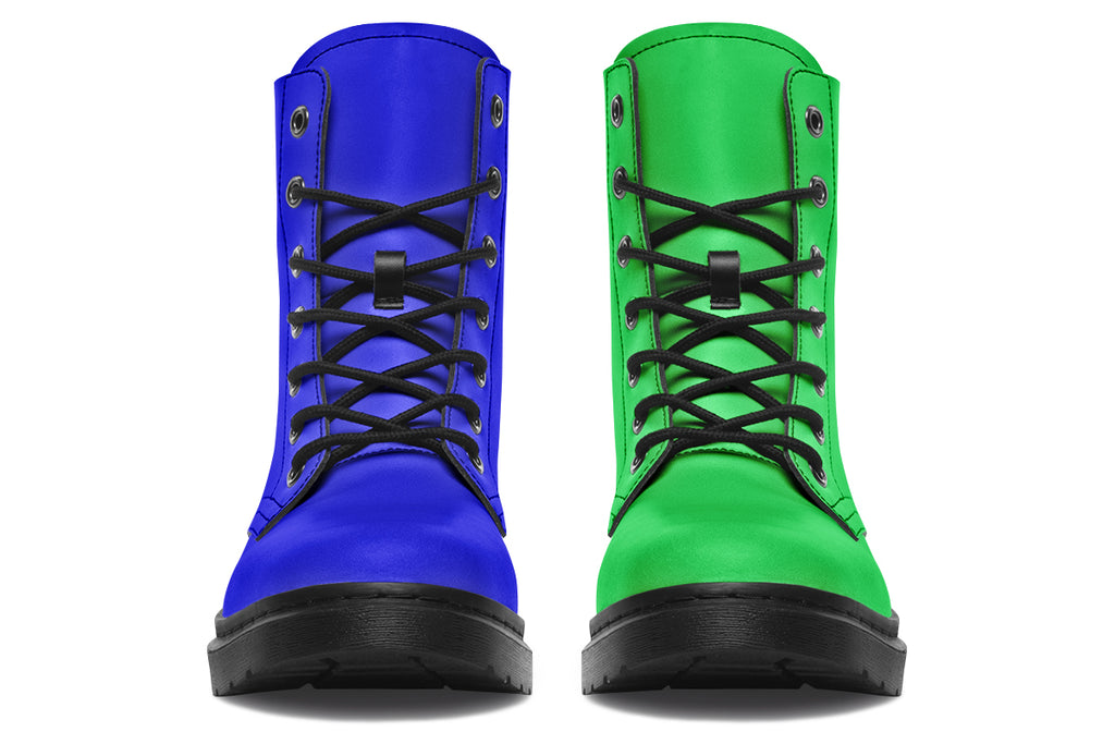 Blue and Green Mismatch Boots
