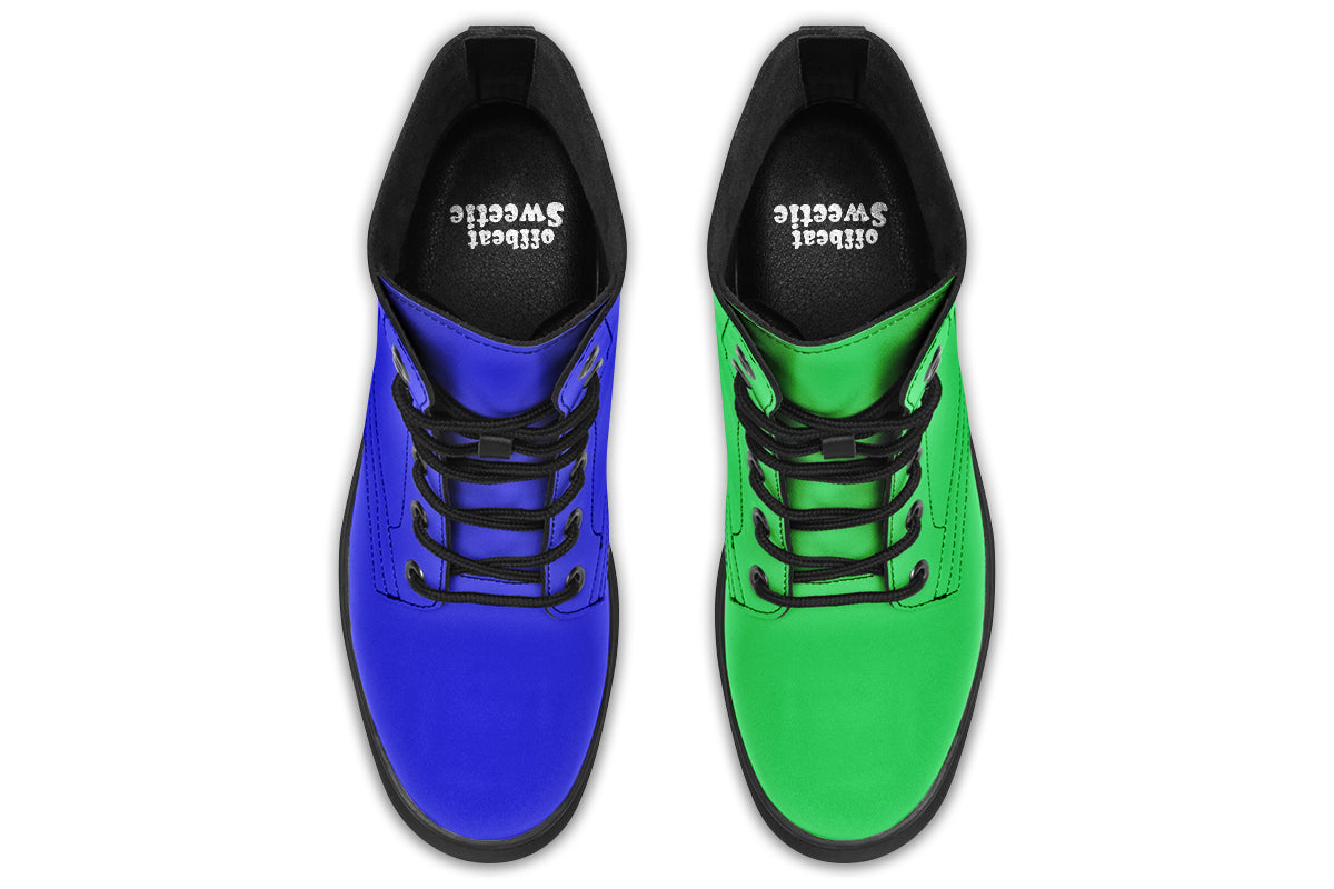 Blue and Green Mismatch Boots