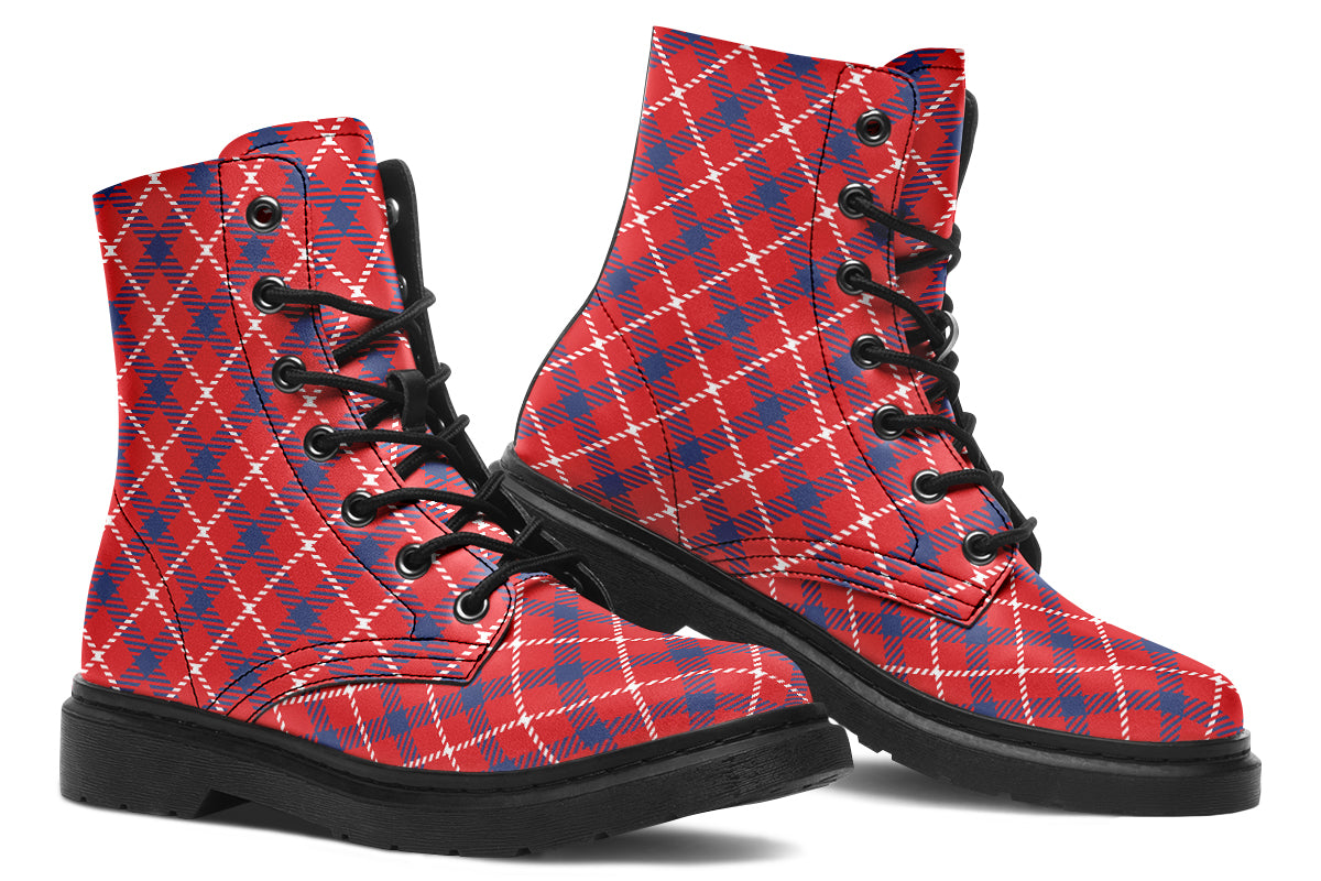 Cherry Red Plaid Boots