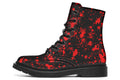 Black boots with red splatter pattern