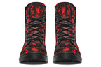 Black boots with red splatter pattern