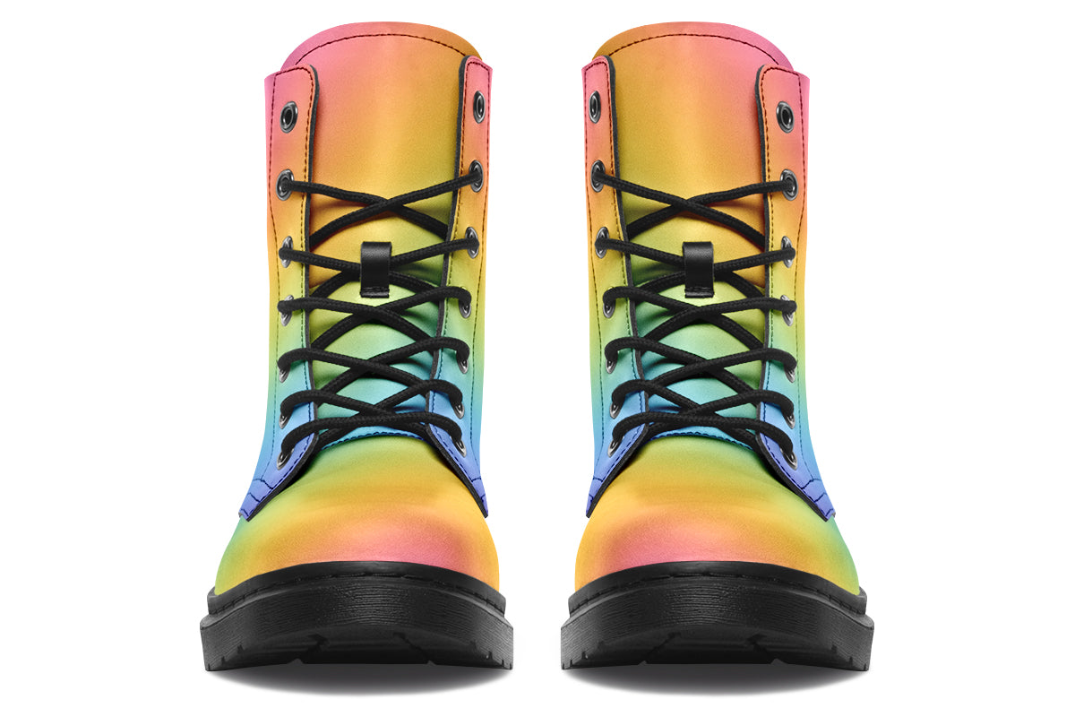 Boots in gradient pastel rainbow colours