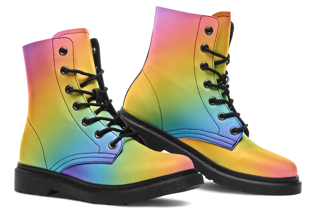 Boots in gradient pastel rainbow colours