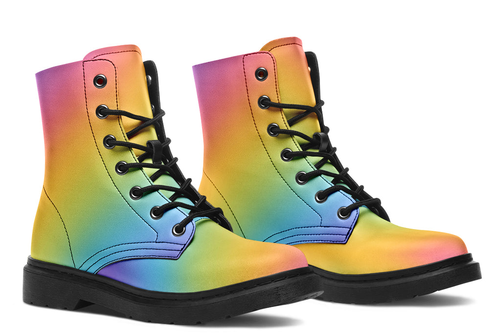 Boots in gradient pastel rainbow colours