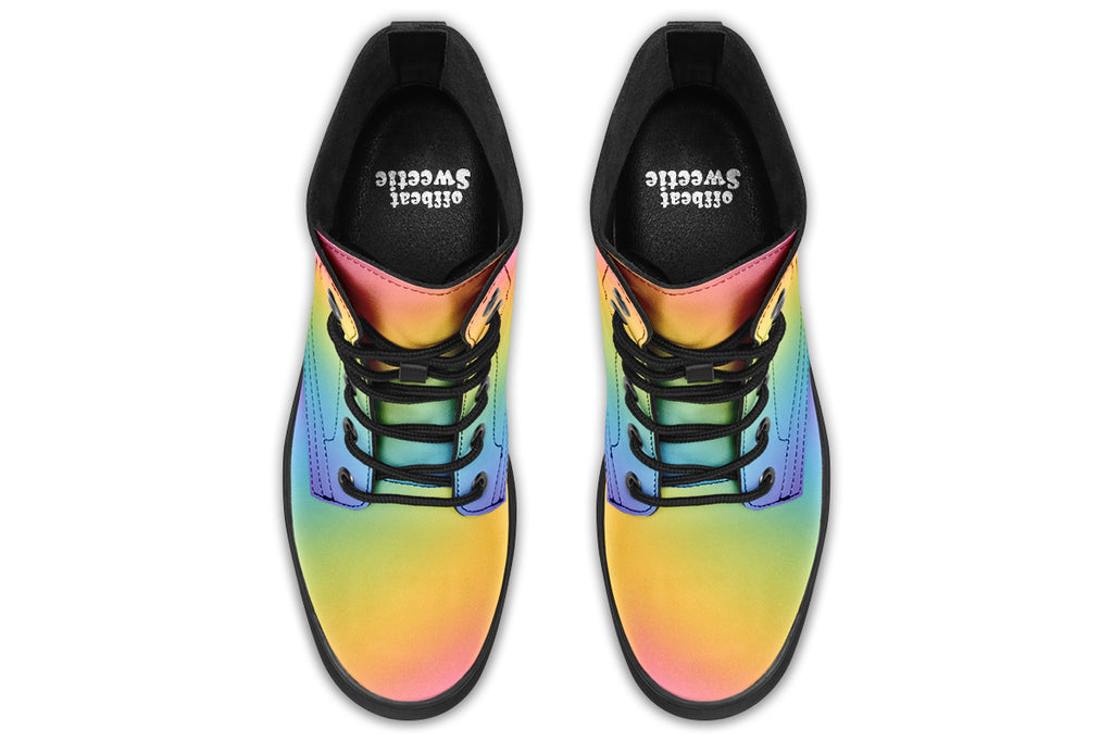 Boots in gradient pastel rainbow colours