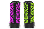 Green and Fuchsia Mismatched Vivid Zebra Boots