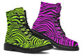 Green and Fuchsia Mismatched Neon Zebra Boots