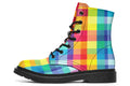Happy Rainbow Plaid Boots