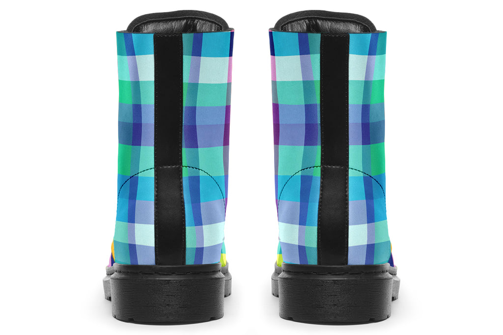 Happy Rainbow Plaid Boots