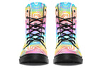 Colourful Indigenous Australian pattern in pastel rainbow colours.