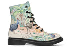 Boots featuring an Australian outback theme, with various Australian animals such as kangaroos, emus, koalas and echidnas.
