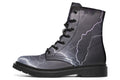 Black boots with images of lightning on them