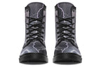 Black boots with images of lightning on them