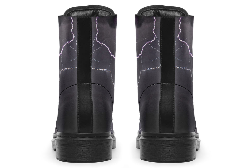 Black boots with images of lightning on them