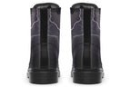 Black boots with images of lightning on them