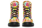 Boots with a colourful floral pattern all over them