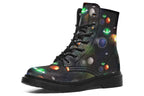 Black boots with planet design