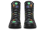 Black boots with planet design