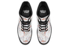 Boots featuring a grey marble-like pattern with accents of blush pink throughout the marble design