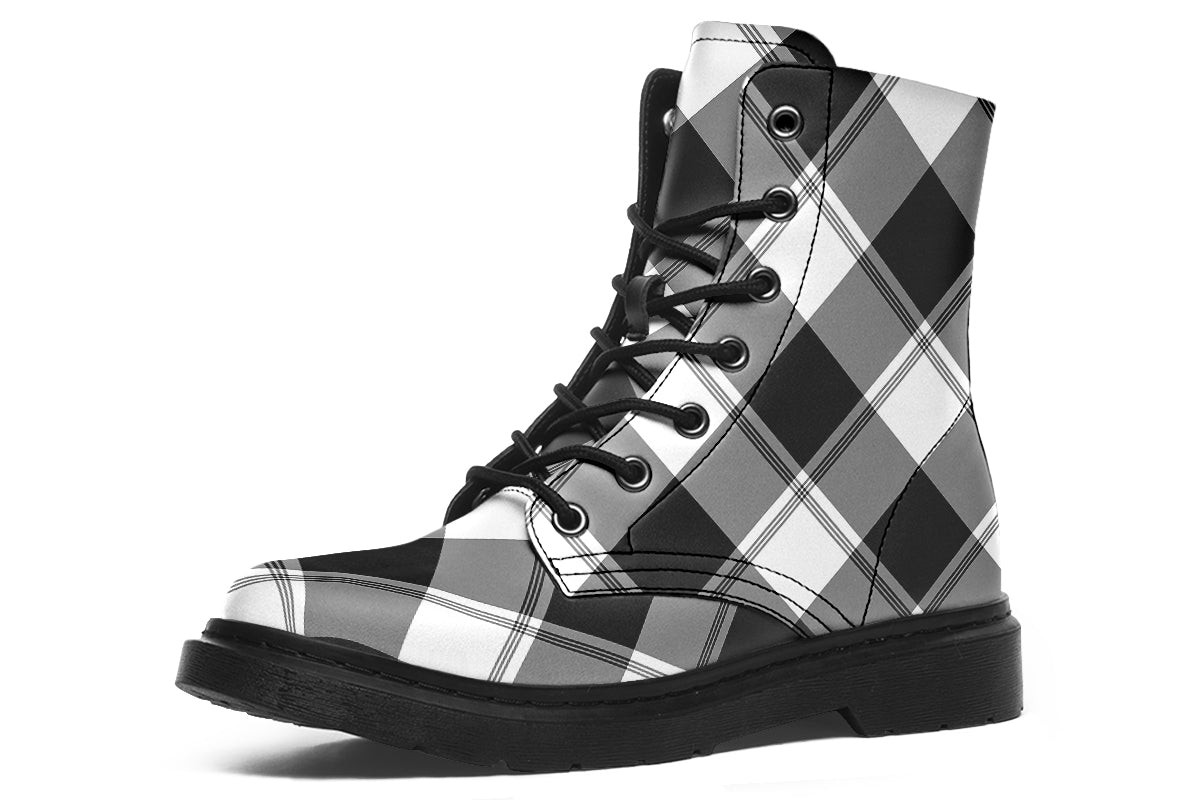 Black And White Plaid Plaid Boots