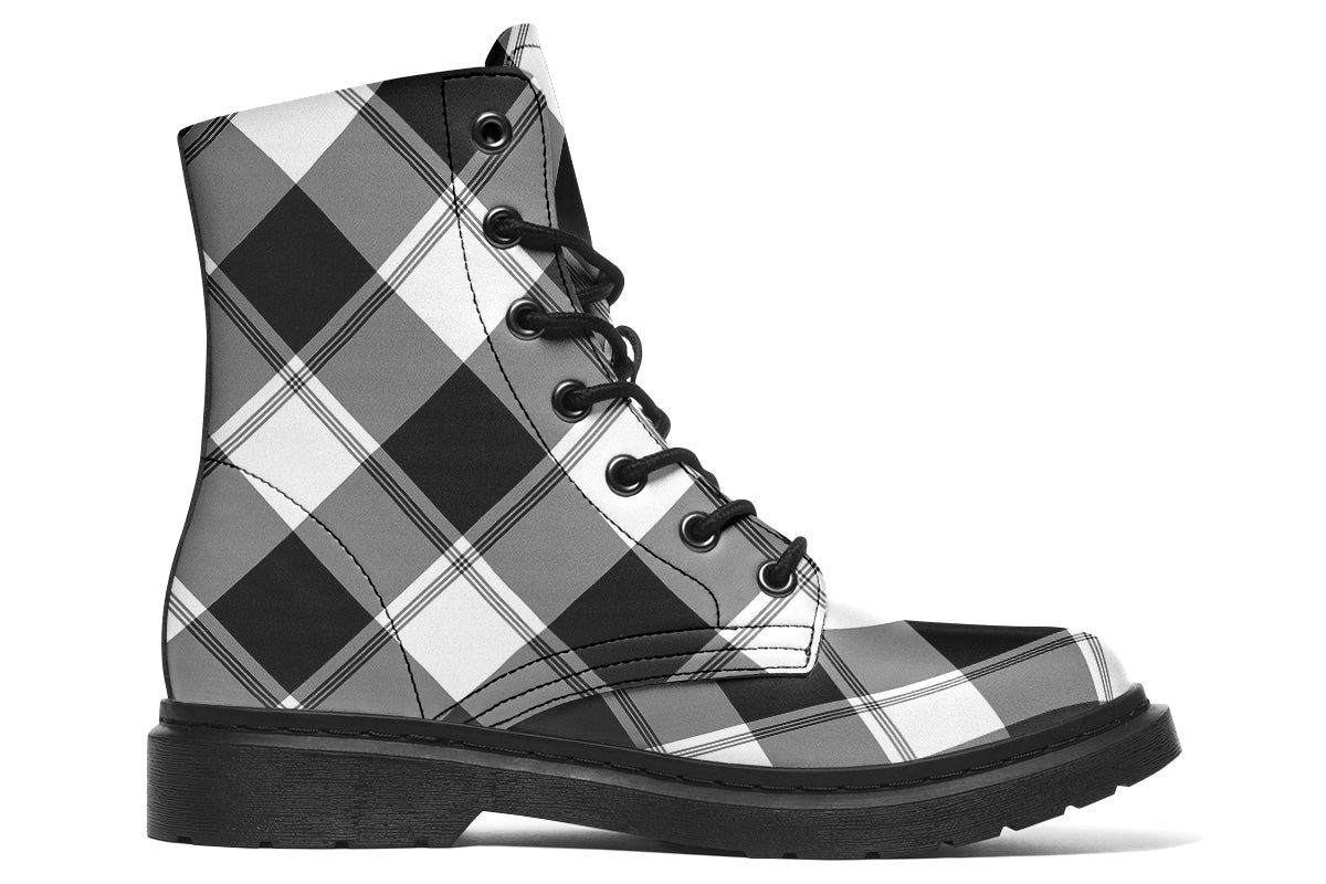 Black And White Plaid Plaid Boots