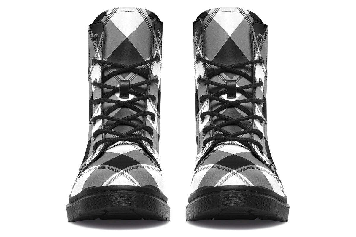 Black And White Plaid Plaid Boots