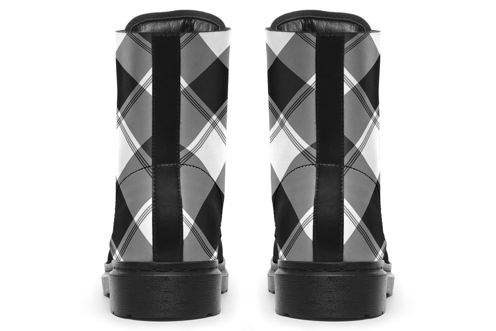 Black And White Plaid Plaid Boots