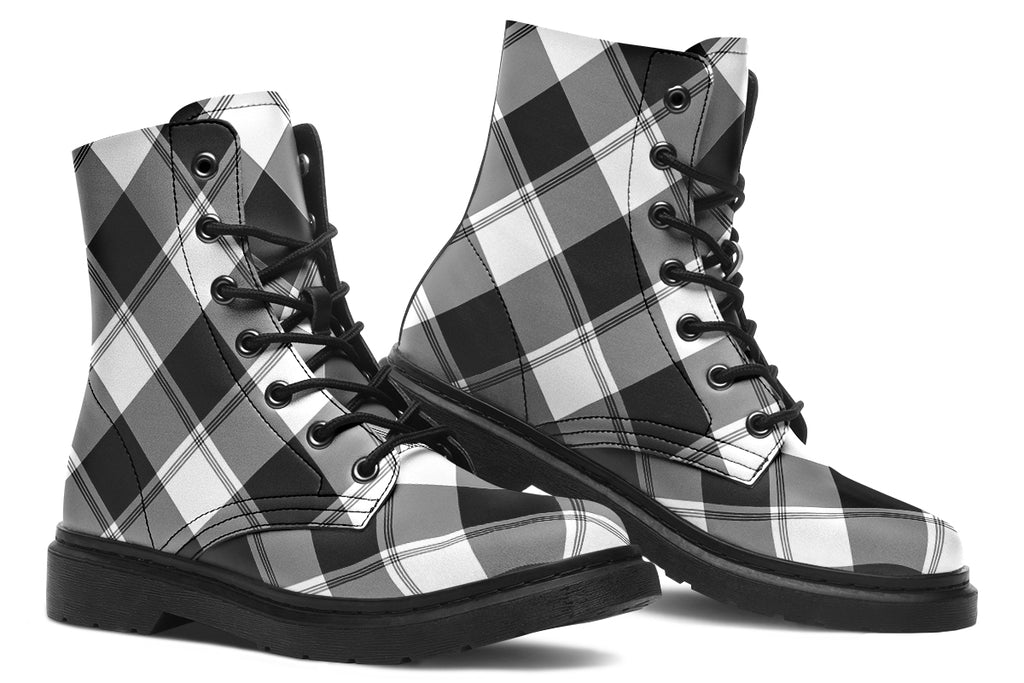 Black And White Plaid Plaid Boots
