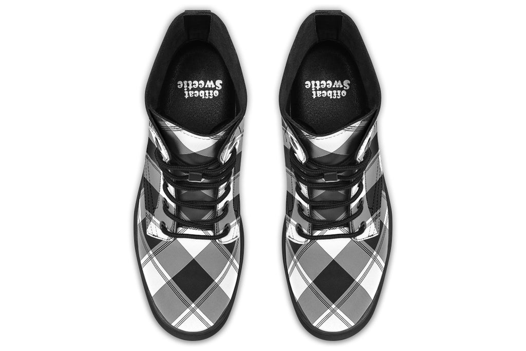 Black And White Plaid Plaid Boots