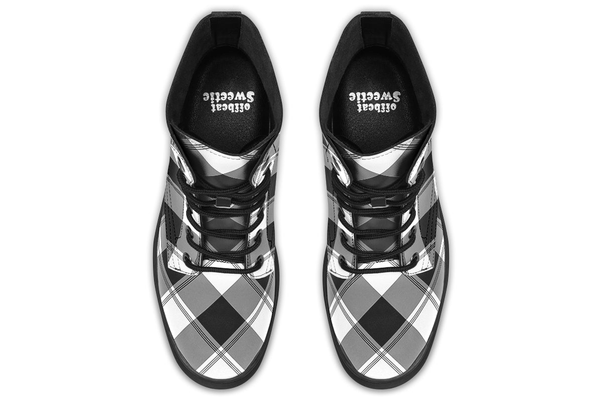 Black And White Plaid Plaid Boots