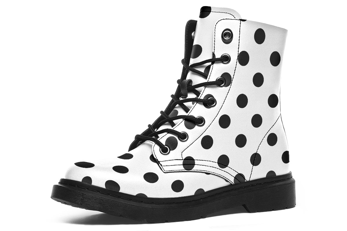 Marshmallow White Polka Dot Boots