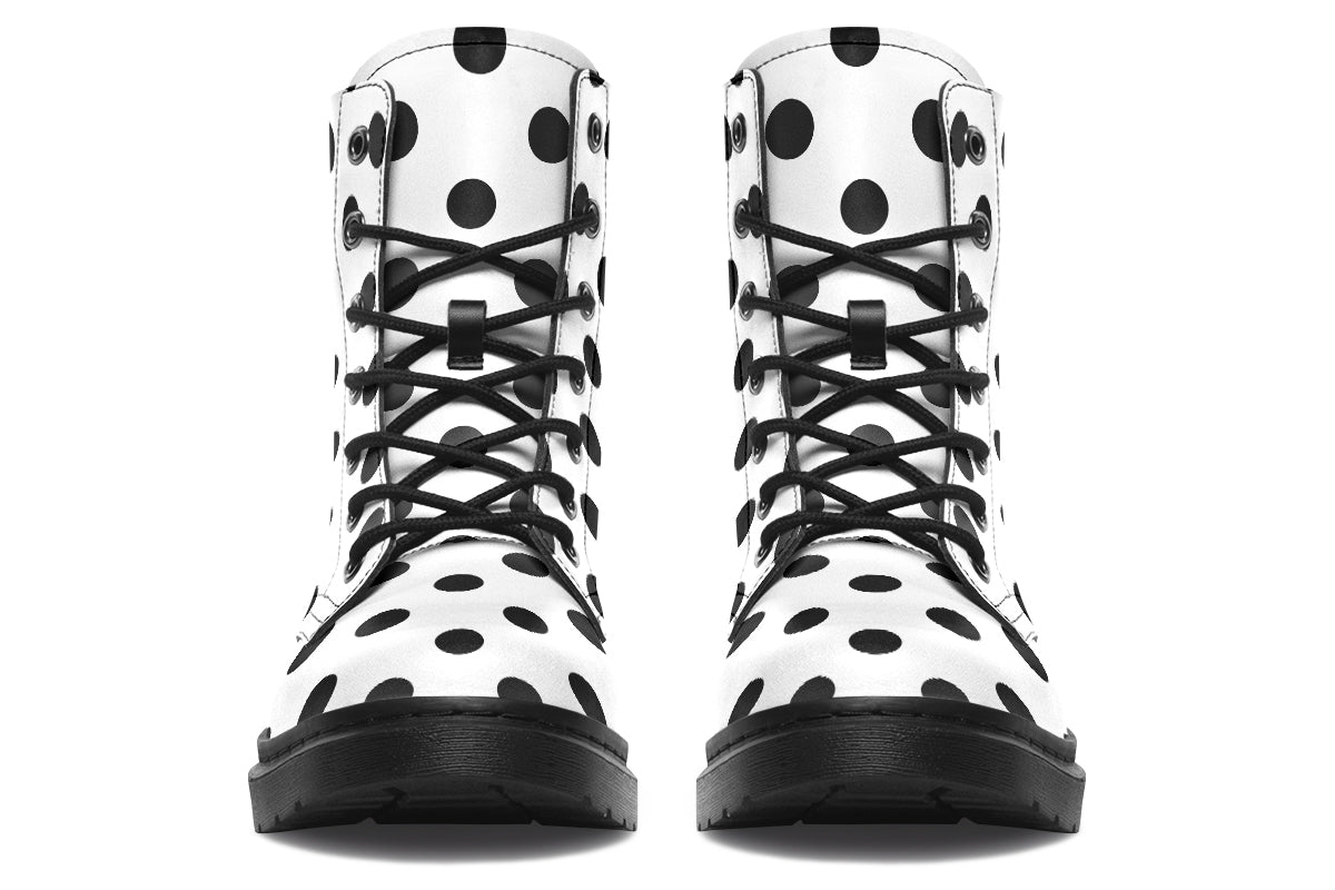 Marshmallow White Polka Dot Boots