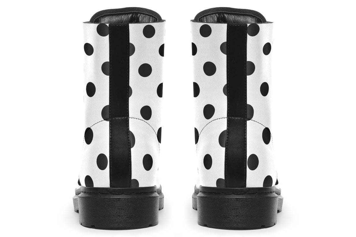 Marshmallow White Polka Dot Boots