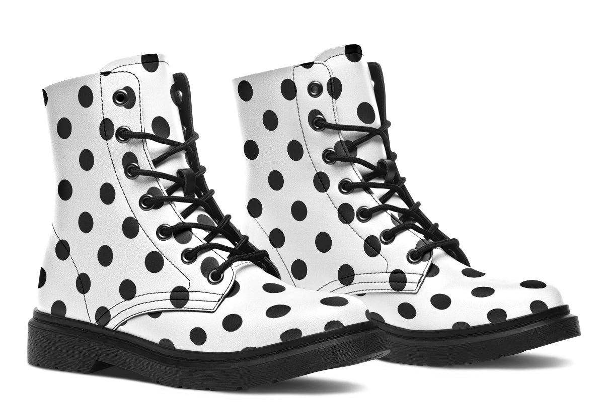 Marshmallow White Polka Dot Boots