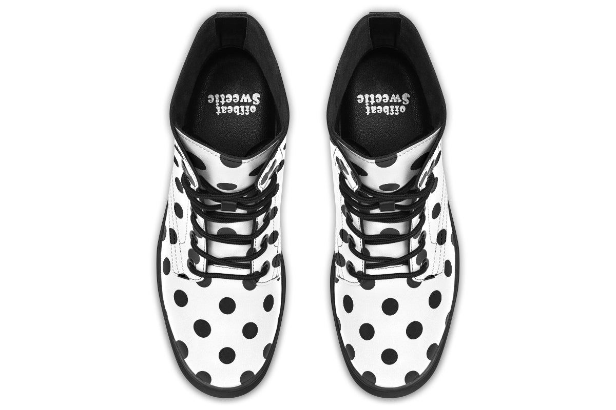 Marshmallow White Polka Dot Boots