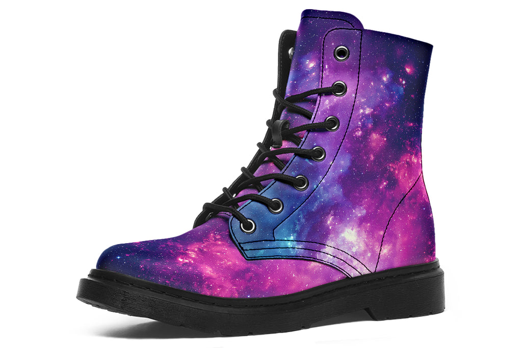 Purple galaxy-themed boots