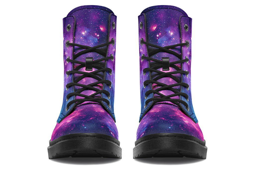 Purple galaxy-themed boots