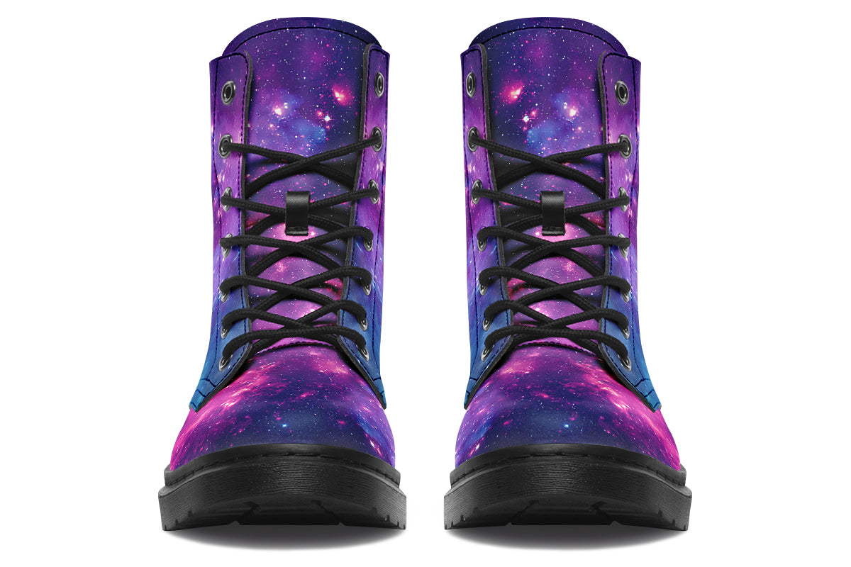 Purple galaxy-themed boots