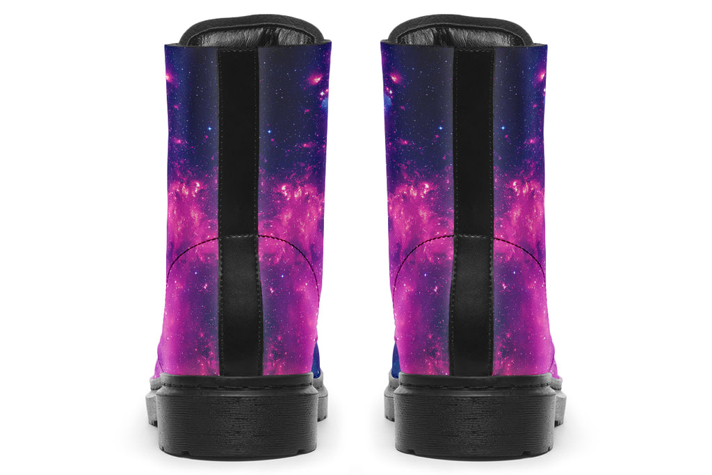 Purple galaxy-themed boots