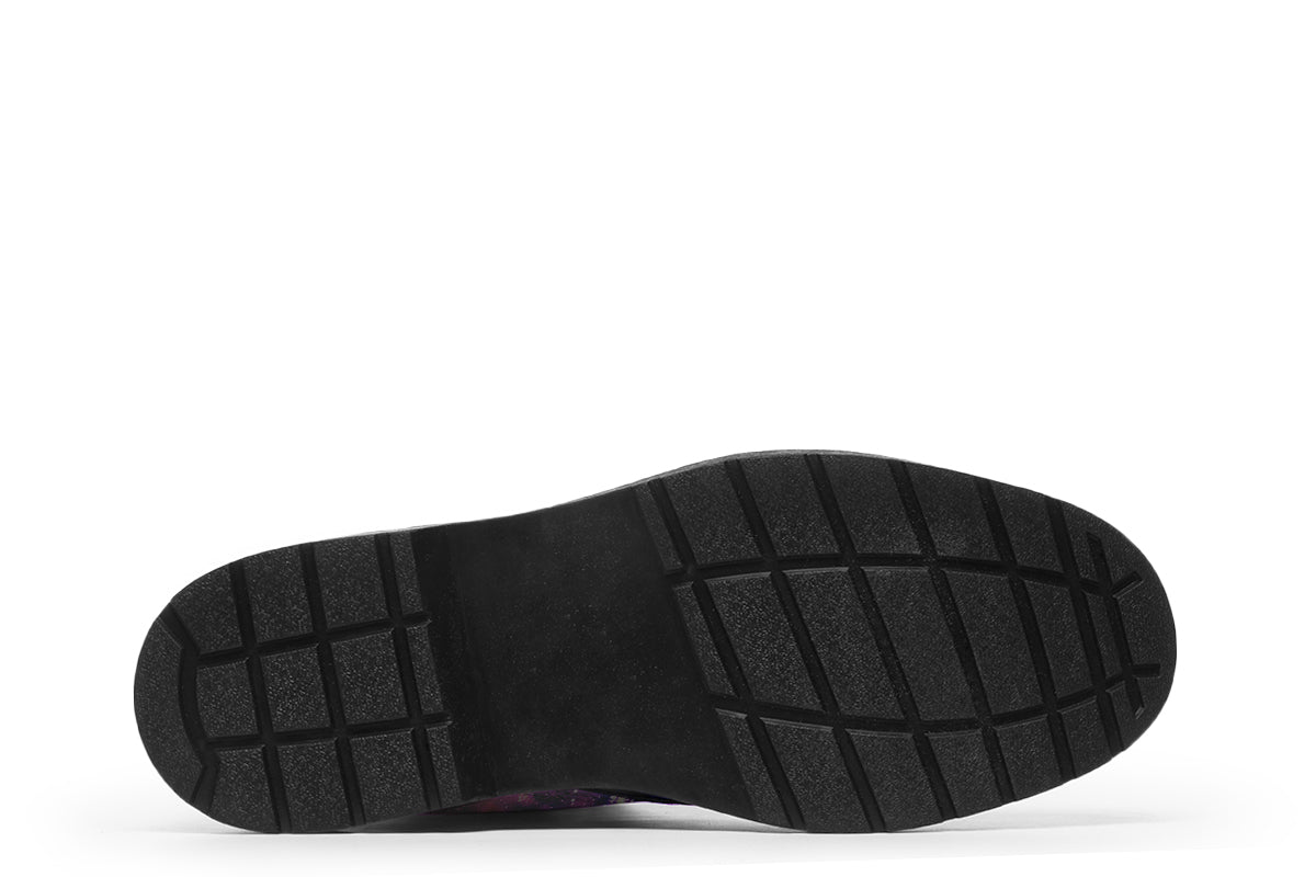 Purple galaxy-themed boots