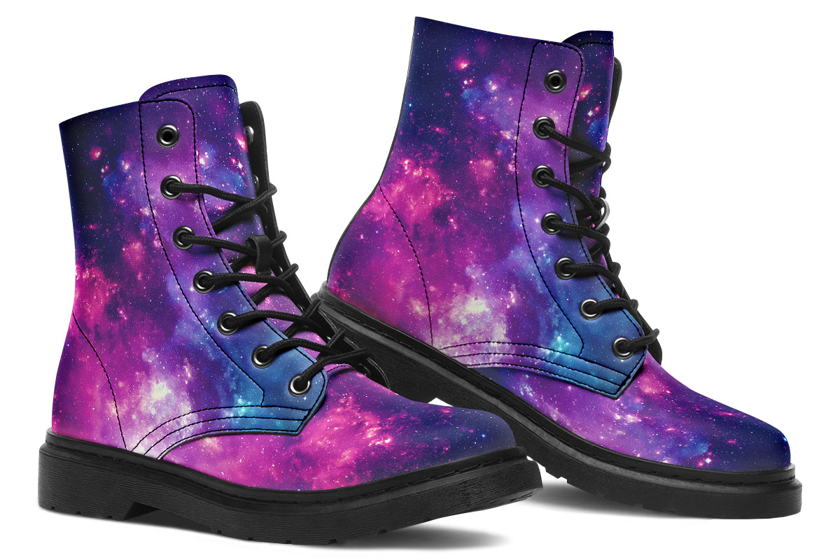Purple galaxy-themed boots