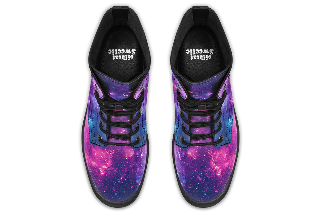 Purple galaxy-themed boots