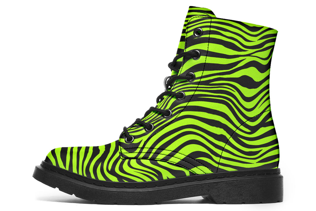 Neon Leopard x Neon Zebra Green Mismatch Boots