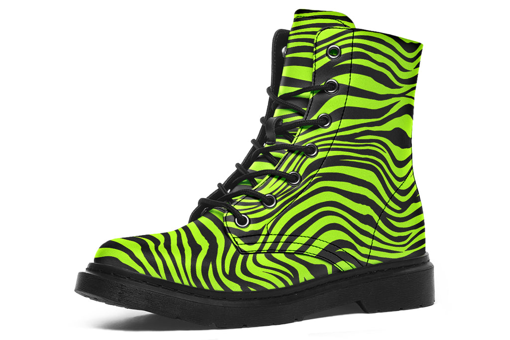 Neon Leopard x Neon Zebra Green Mismatch Boots
