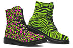 Vivid Leopard x Vivid Zebra Green Mismatch Boots